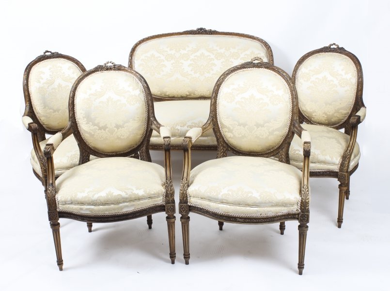 Antique French Louis Revival 5  Piece Salon Suite Sofa Armchairs 19th C | Ref. no. 09209 | Regent Antiques