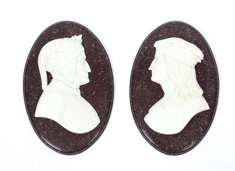 Antique Pair Italian Marble Profile Plaques of Virgil & Dante 19th Century | Ref. no. 09229x | Regent Antiques