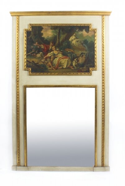 Antique French Painted & Parcel Gilt  Trumeau Mirror Circa  19th C  161x102cm | Ref. no. 09233 | Regent Antiques