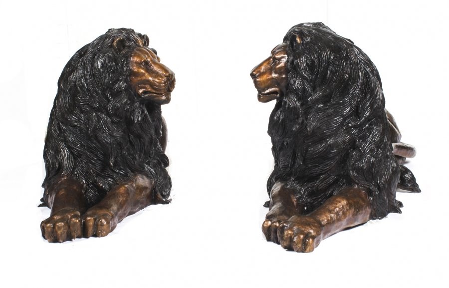 Magnificent Large Pair Cast Bronze Lions 20th Century | Ref. no. 09261 | Regent Antiques