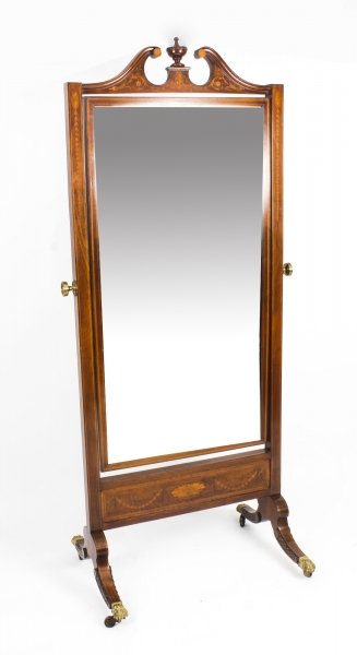 Antique Edwardian Mahogany Inlaid Cheval Mirror c.1900 | Ref. no. 09287 | Regent Antiques