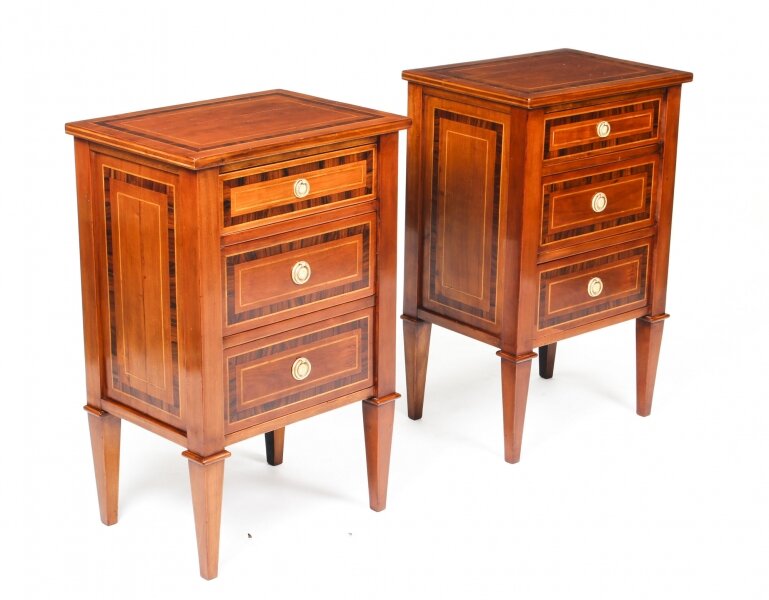 Antique Pair Italian Flame Mahogany  Bedside Chests Cabinets 19th C | Ref. no. 09319 | Regent Antiques