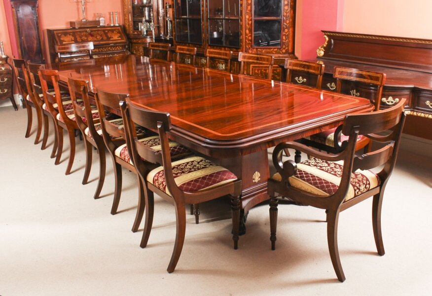 Bespoke Regency Revival Twin Base  Dining Table & 14 chairs  21st C | Ref. no. 09337a | Regent Antiques