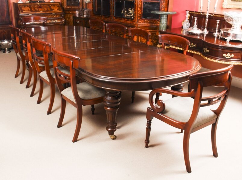 Antique 12ft Victorian D-end Mahogany Dining Table C1870 & 10 chairs | Ref. no. 09344a | Regent Antiques