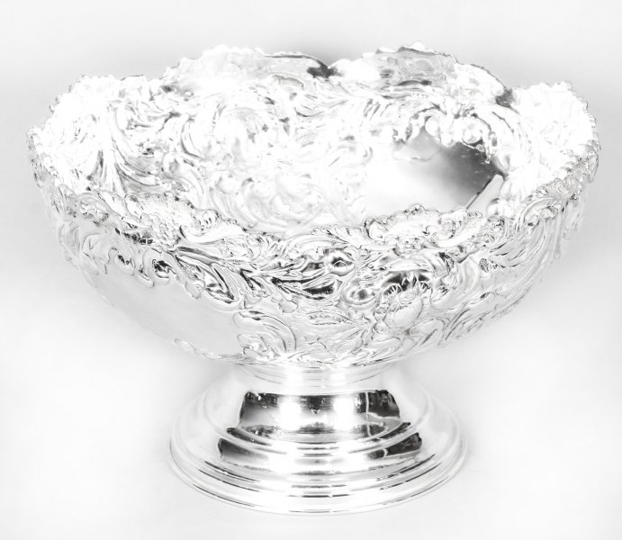 Vintage  Silver Plated Embossed Cooler Punch Bowl 20th C | Ref. no. 09348a | Regent Antiques