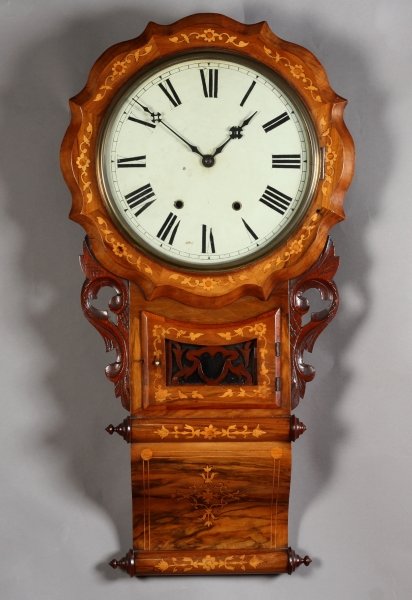 Antique Victorian Burr Walnut Drop Case Wall Clock | Ref. no. 09353 | Regent Antiques