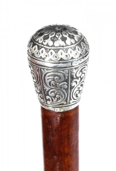 Antique Walking Cane Stick Sterling Silver Handle 19th Century | Ref. no. 09354 | Regent Antiques