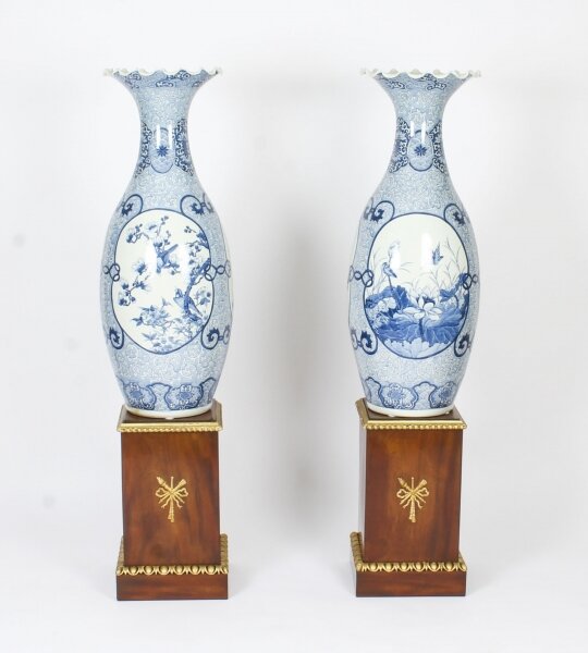 Antique Pair Japanese Meiiji Imari Temple Vases on Pedestals  C1890 19th C | Ref. no. 09359b | Regent Antiques