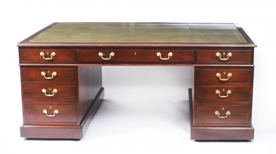 Antique George III Mahogany Partners Pedestal Desk by Willson 19th C | Ref. no. 09360 | Regent Antiques