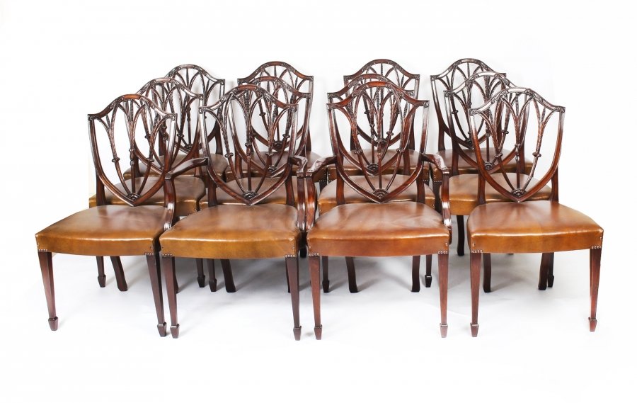 Antique Set 12 English Mahogany Hepplewhite Dining Chairs 19th Century | Ref. no. 09369 | Regent Antiques