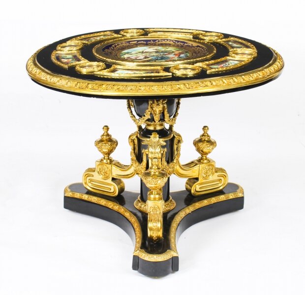 Vintage Ormolu Mounted Ebonised Sevres Style Gueridon Centre Table Mid 20th C | Ref. no. 09380 | Regent Antiques