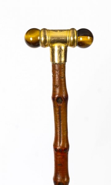 Antique George V Tiger\'s Eye Swagger Stick  Cane Circa1916 | Ref. no. 09381a | Regent Antiques