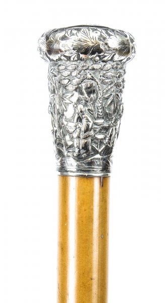 Antique Chinese Silver Walking Stick Cane C1890 | Ref. no. 09393 | Regent Antiques