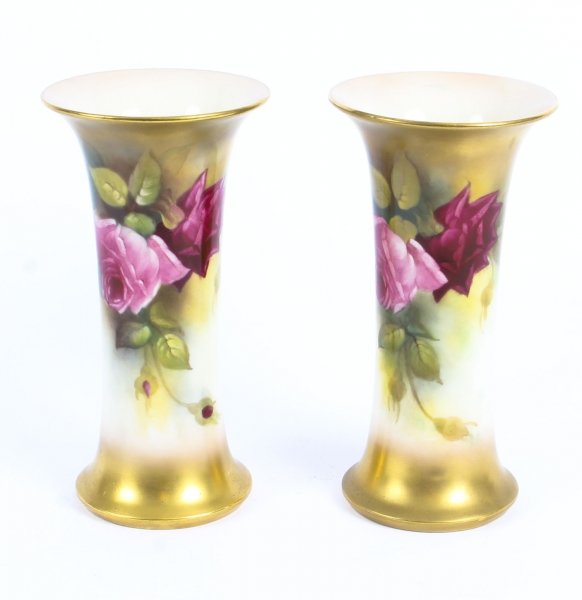 Antique Pair Royal Worcester Porcelain Trumpet Vases 1916 in date | Ref. no. 09395 | Regent Antiques