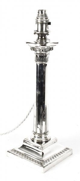 Antique Victorian  Silver Plated Corinthian Column Table Lamp 19th C | Ref. no. 09414 | Regent Antiques