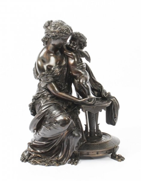 Antique Patinated Bronze by Emile Herbert Woman with Cherub 19th C | Ref. no. 09439 | Regent Antiques