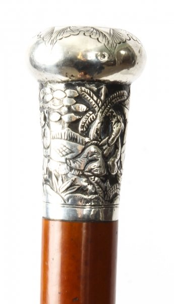 Antique Chinese Silver Walking Stick Cane  19th Century | Ref. no. 09446 | Regent Antiques