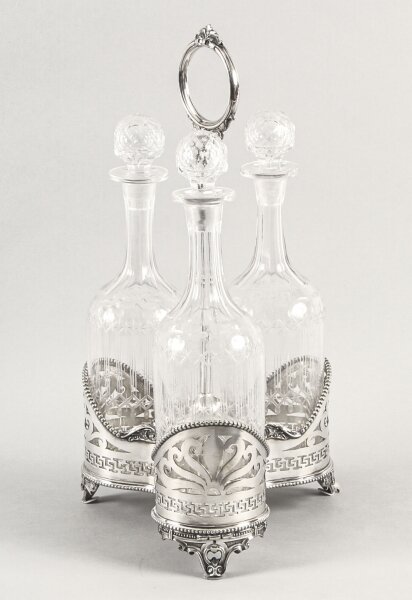 Antique Victorian Silver Plated Triple Decanter Stand Tantalus 19th C | Ref. no. 09455a | Regent Antiques