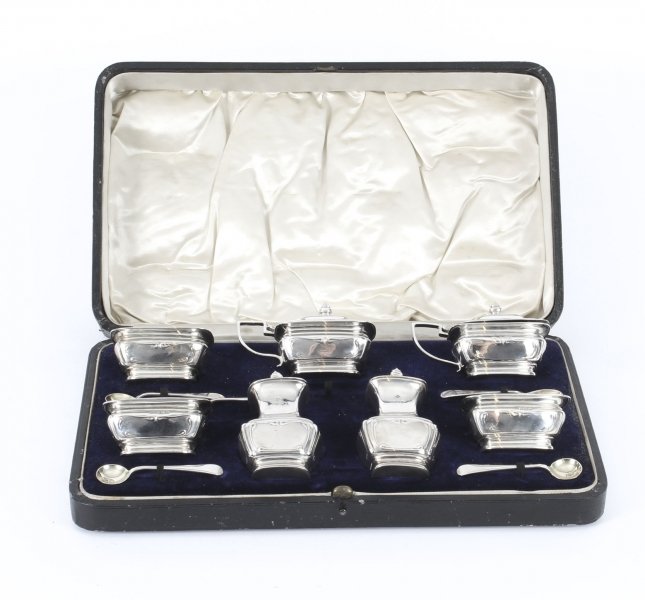 Antique English Cased Sterling Silver 12 Piece Condiment Set 1909 | Ref. no. 09476 | Regent Antiques