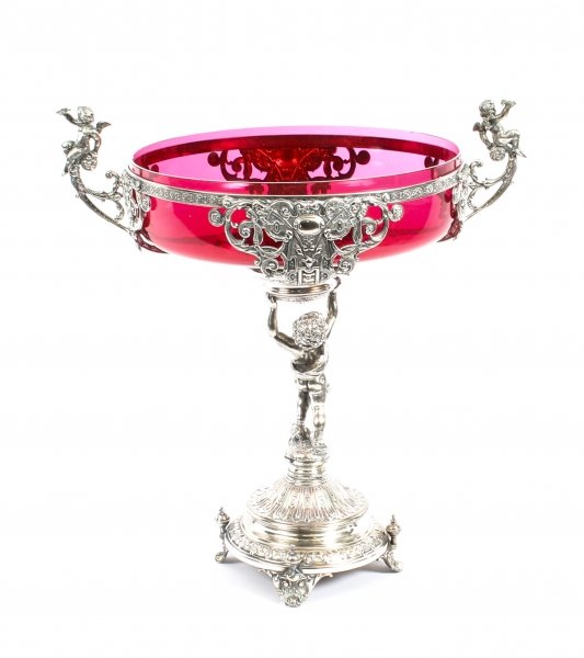 Antique WMF Art Nouveau Silver Plated Centrepiece Cranberry Glass Circa 1890 | Ref. no. 09482 | Regent Antiques