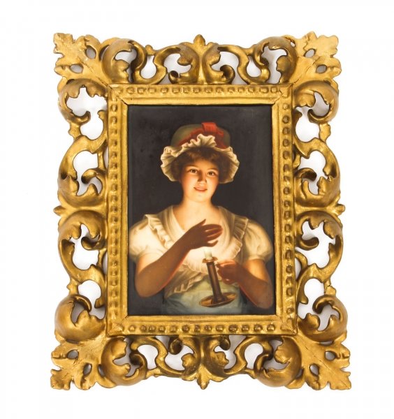 Antique Berlin KPM Porcelain Plaque Young Lady with Candle 19th C | Ref. no. 09514 | Regent Antiques