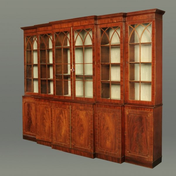 Antique Regency Flame Mahogany Four Door Breakfront Bookcase 19th C | Ref. no. 09520 | Regent Antiques