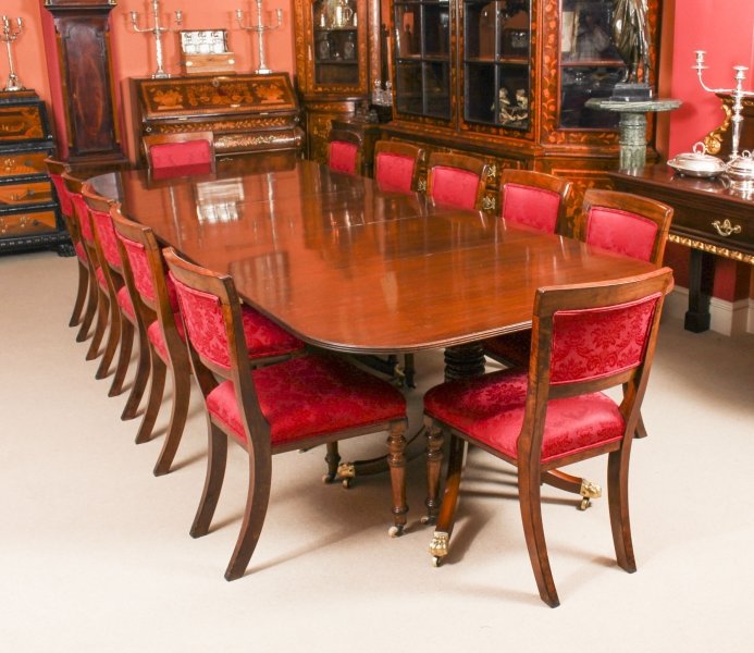 Antique George III Regency  Dining Table & 12 Upholstered Back Chairs 19th C | Ref. no. 09556A | Regent Antiques