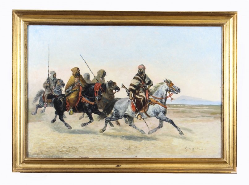Antique Painting Bedouin War Party by Giuseppe Raggio 1883 19th Century | Ref. no. 09606 | Regent Antiques
