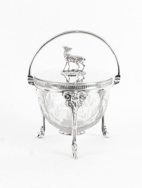 Antique Victorian Silver Plate Crystal Biscuit Sweets Box 19th C | Ref. no. 09626 | Regent Antiques