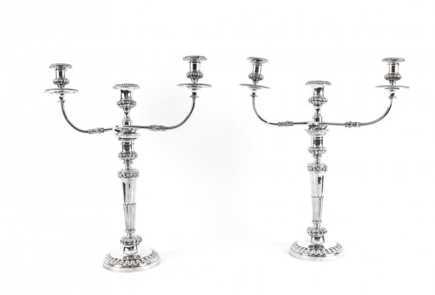 Antique Pair George IV  3 Light Old Sheffield Candelabra C1830  19th C | Ref. no. 09631 | Regent Antiques