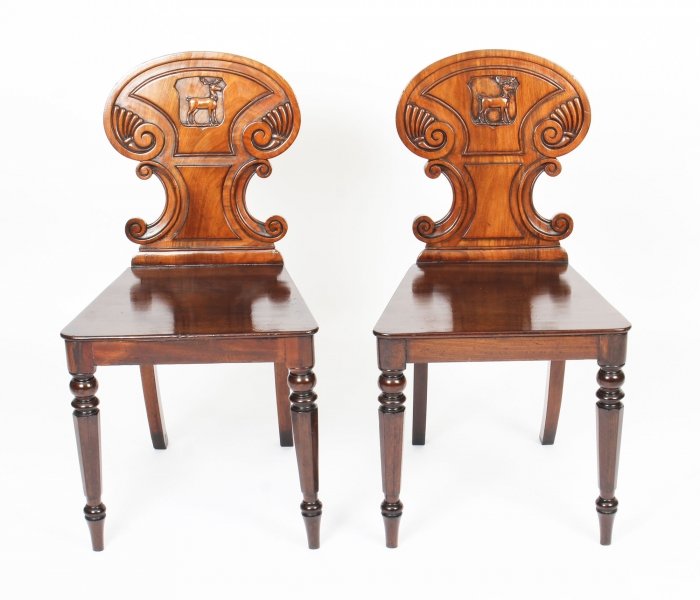Antique Pair of Victorian Mahogany Hall Chairs c.1860 19th Century | Ref. no. 09746 | Regent Antiques