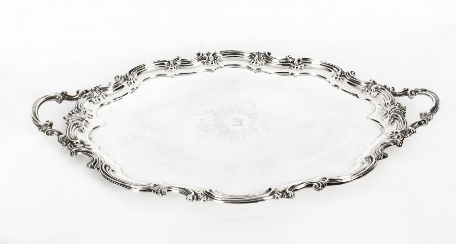 Antique Victorian Oval Silver Plated Tea Tray by Elkington  19th Century | Ref. no. 09767 | Regent Antiques