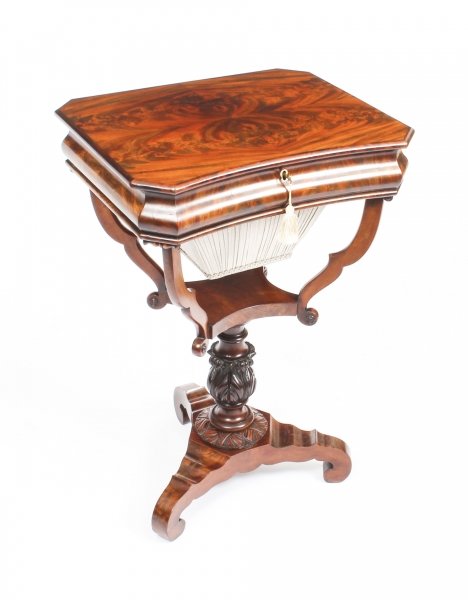 Antique William IV Flame Mahogany Work Table c.1835 19th C | Ref. no. 09778 | Regent Antiques