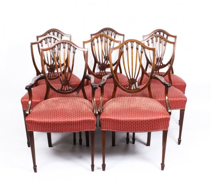 Antique Set 8 English Mahogany Hepplewhite Inlaid  Dining Chairs 19th Century | Ref. no. 09781 | Regent Antiques