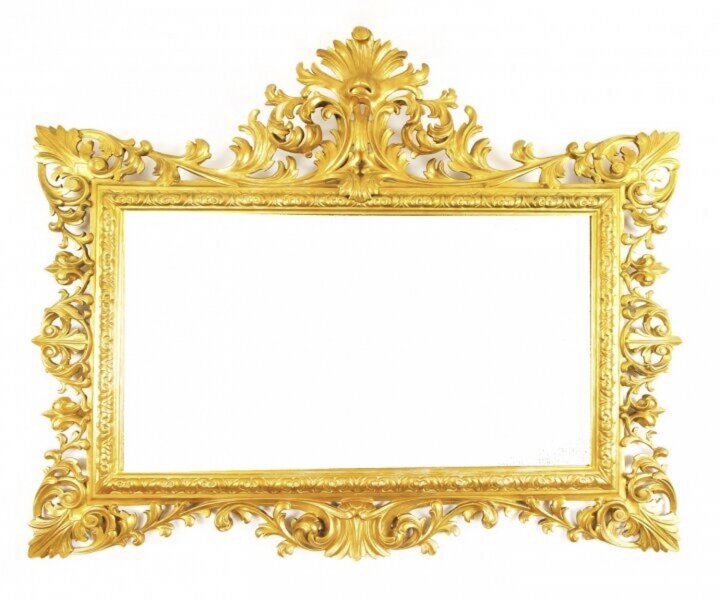 Antique Large English  Carved Giltwood Overmantel Mirror c.1860 120x143cm | Ref. no. 09840 | Regent Antiques