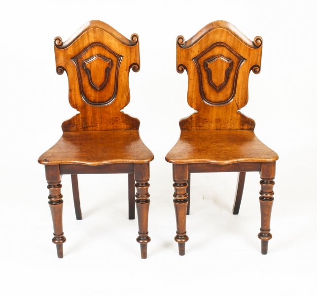 Antique Pair of Victorian Mahogany Hall Chairs c.1860 19th Century | Ref. no. 09848 | Regent Antiques
