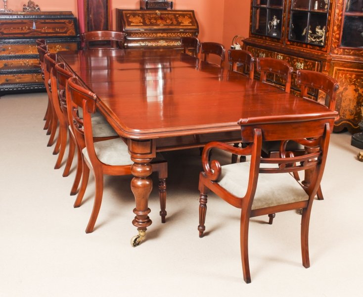 Antique William IV Mahogany Dining Table 19th C  & 12 Bar  Back Dining Chairs | Ref. no. 09881a | Regent Antiques