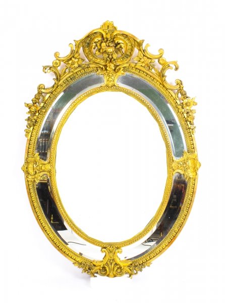 Antique Large Giltwood Louis Revival Oval Cushion Mirror 19th C 139x100cm | Ref. no. 09883 | Regent Antiques