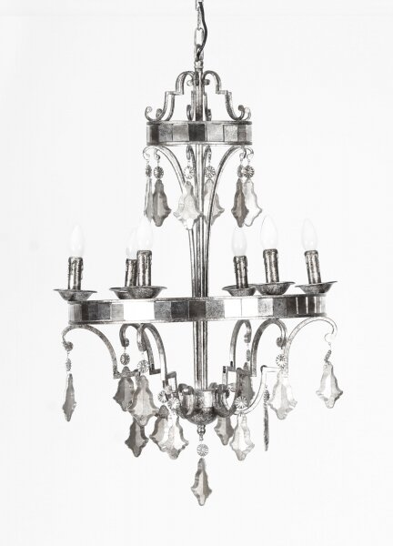 Vintage Silvered Bronze & Mirrored Chandelier Late 20th Century | Ref. no. 09884a | Regent Antiques