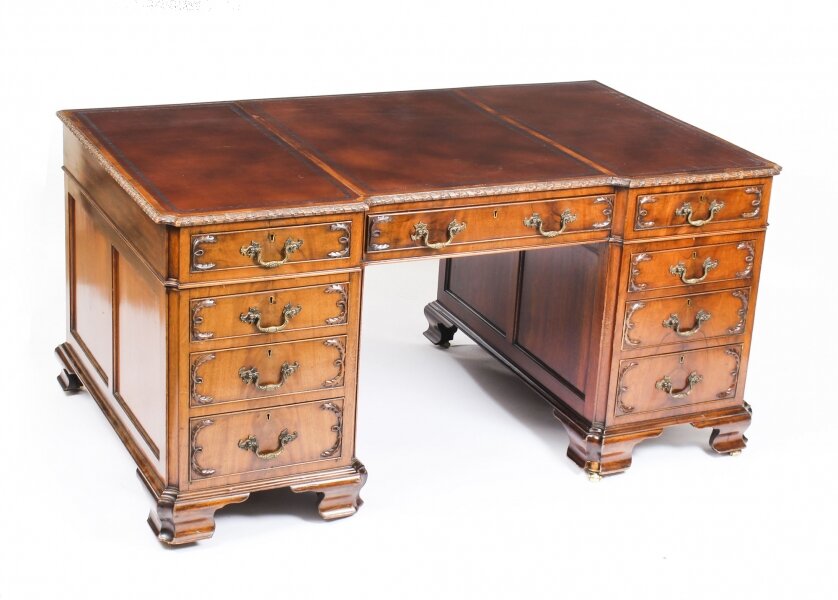 Antique Flame Mahogany Partners Pedestal Desk George III Revival 19th C | Ref. no. 09896 | Regent Antiques