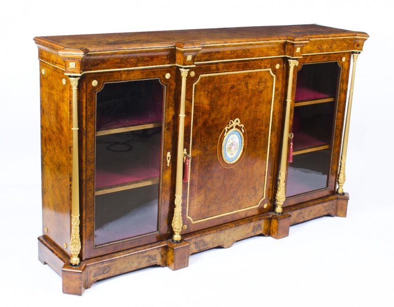 Antique Victorian Burr Walnut Sevres Plaque Credenza Side Cabinet 19th C | Ref. no. 09908 | Regent Antiques