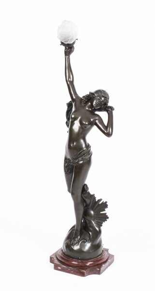 Antique Large French Bronze Lamp of Female Nude Sunset by Edouard Drouot 19th C | Ref. no. 09913 | Regent Antiques