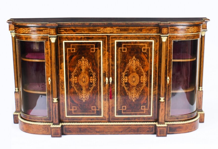 Antique Victorian Burr Walnut Inlaid Credenza Side Cabinet c.1860 | Ref. no. 09919 | Regent Antiques