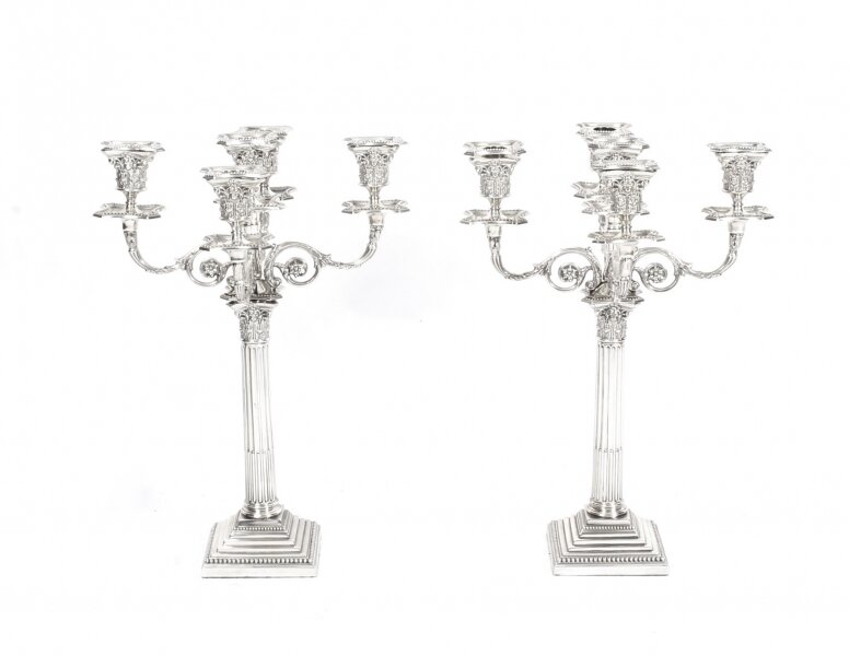 Antique Pair Sterling Silver Five Light Candelabra by Charles Boyton 1890 19th C | Ref. no. 09935 | Regent Antiques