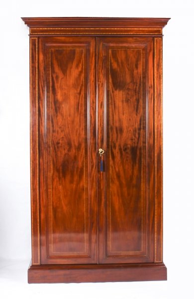 Antique Victorian Flame Mahogany & Inlaid Two Door Wardrobe c.1880 19th C | Ref. no. 09945 | Regent Antiques