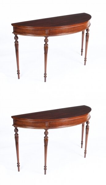 Antique Pair Edwardian Mahogany Demilune Console Side Tables 19th C | Ref. no. 09955 | Regent Antiques