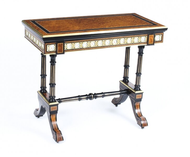 Antique Amboyna Card Table With Porcelain Plaques C1860 19th Century | Ref. no. 09985 | Regent Antiques