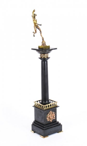 Antique Grand Tour Bronze & Noir Belge Library Column Mercury Hermes Ca 1870 | Ref. no. A1019 | Regent Antiques