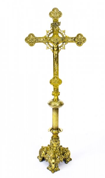 Antique 1mt  Brass Medieval Revival Altar Corpus Christi Christ Crucified 19th C | Ref. no. A1020 | Regent Antiques