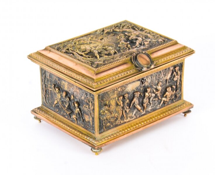Antique French Gilt Brass and Bronze Jewellery Box Casket -AB Paris 19thC | Ref. no. A1032 | Regent Antiques